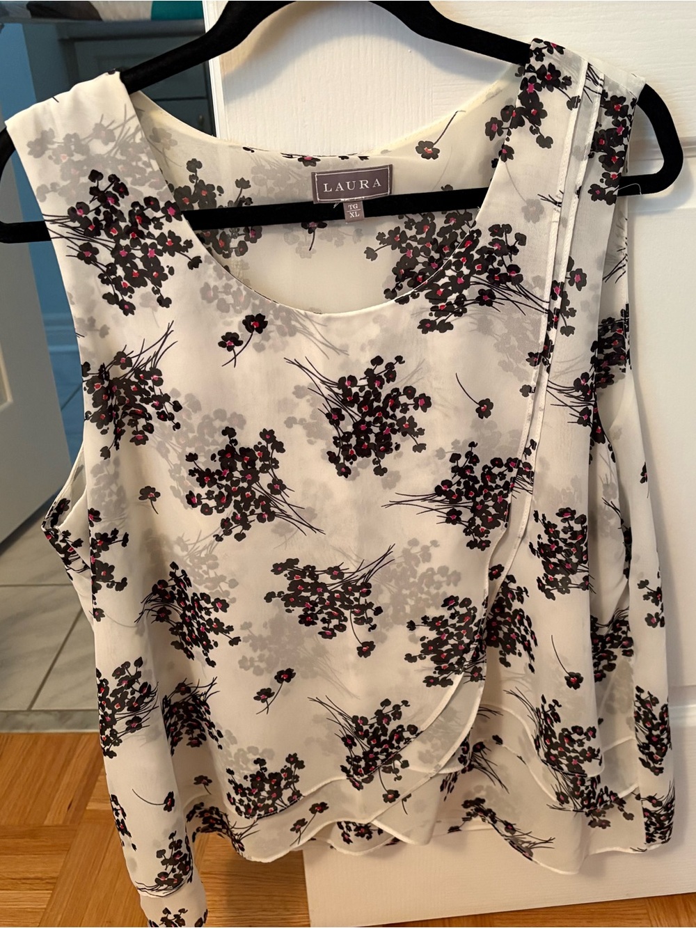 Laura Cream Floral Overlay Sleeveless Top
